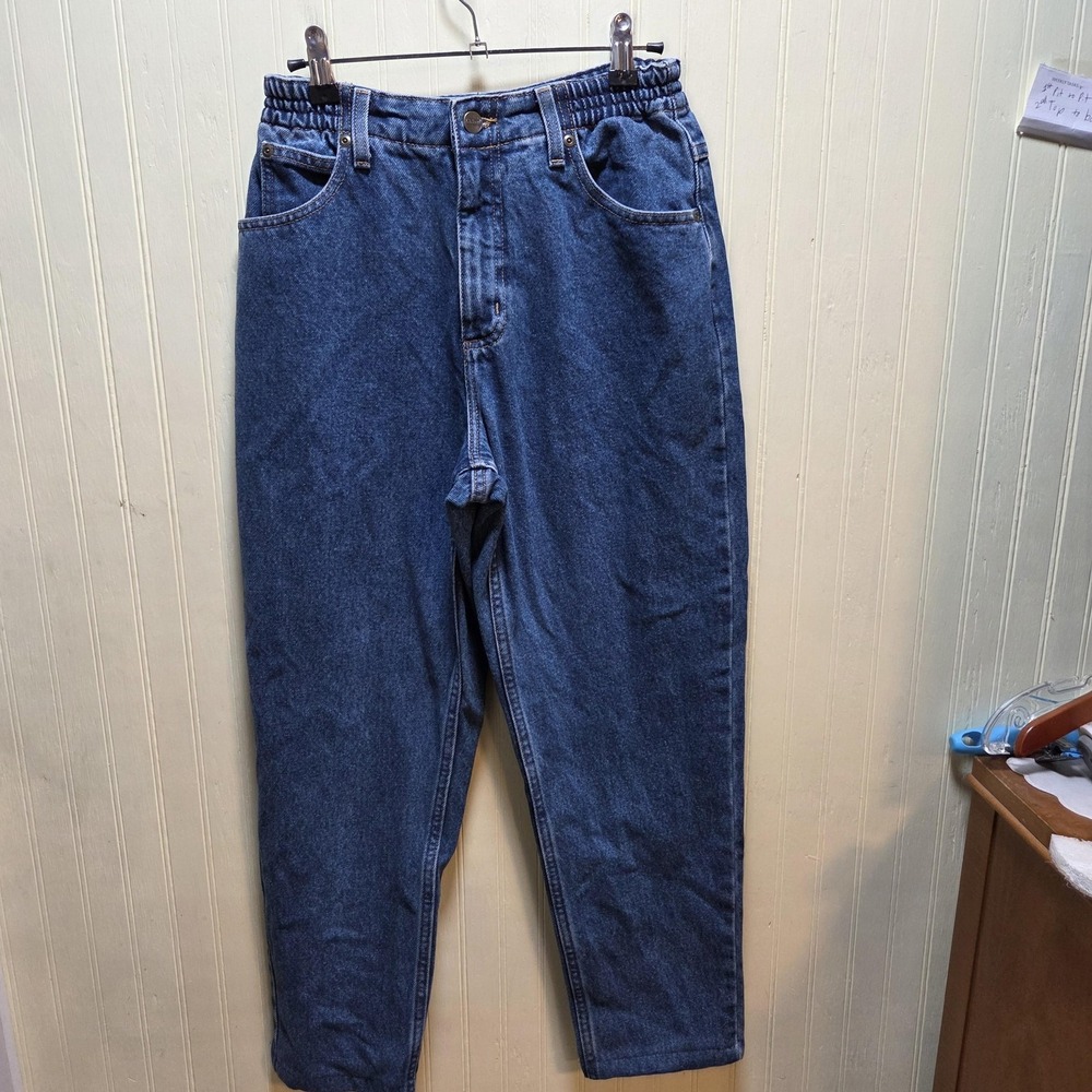 L.L. Bean Jeans Womens 6 Petite Blue Relaxed Tapered High Rise 100% Cotton Denim